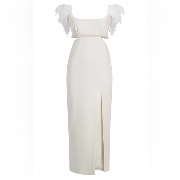 Likely Dresses & Skirts - Elegant White Feather-Trimmed Dress by Likely